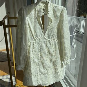 Anthropologie Cream Lace Dress